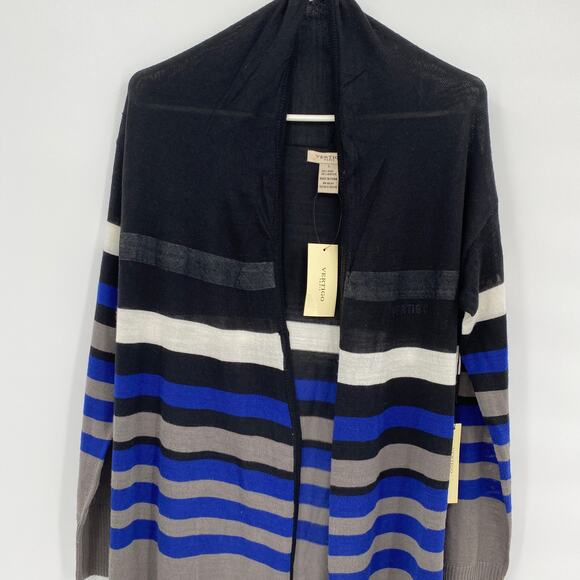 Vertigo Paris Multi Stripe Open Front Long Sleeve Cardigan Women's Size Large - Picture 2 of 7